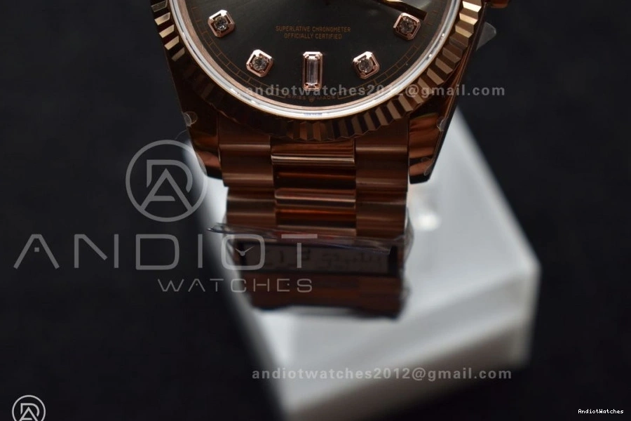 QF Steel 904L Square vr3255 RG Grey Weight) with Original President 671 (Gain Best Diamond 36 on DayDate Edition Dial V5 Bracelet 0223